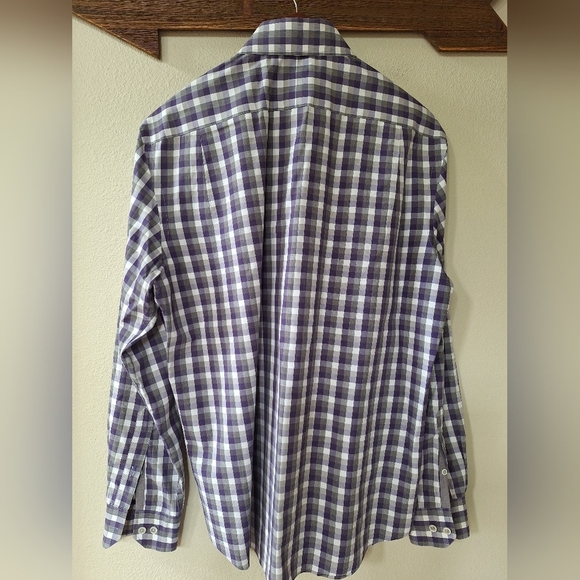 Todd Snyder Gingham Long Sleeve Button Down Shirt Purple/Gray Mens Size 16 - Picture 7 of 7